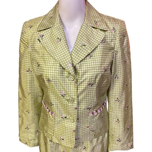 ABR New York Green Plaid 100% Silk Two Piece Suit - Picture 2 of 8